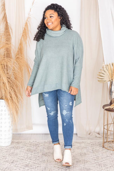 We Can Go The Distance Sage Dolman Sweater