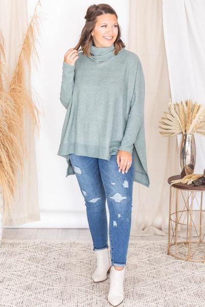 We Can Go The Distance Sage Dolman Sweater