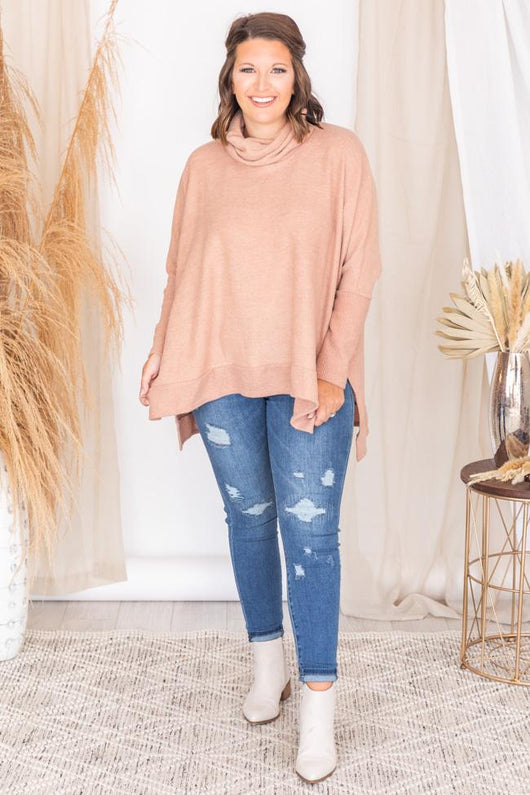 We Can Go The Distance Peach Dolman Sweater