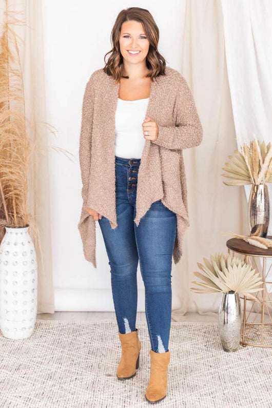 Heart Set On You Popcorn Taupe Cardigan