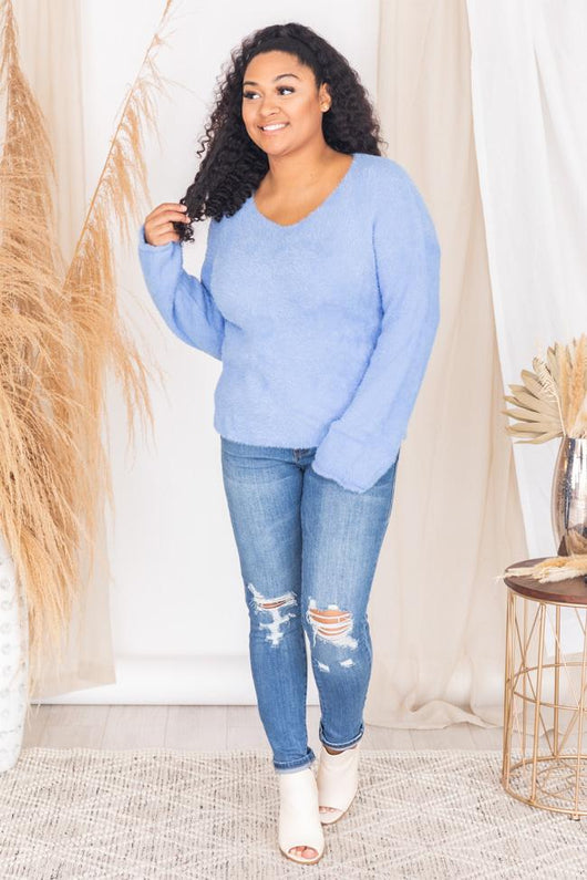 A Lucky Break Blue Sweater