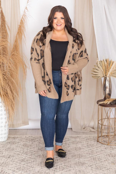 Caught Your Gaze Animal Print Brown Cardigan