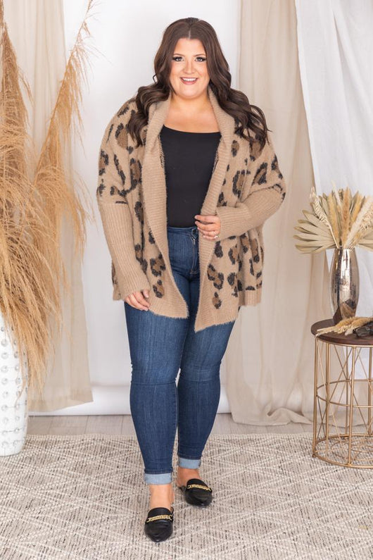 Caught Your Gaze Animal Print Brown Cardigan