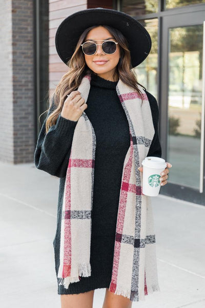 My Grateful Heart Striped Red Scarf