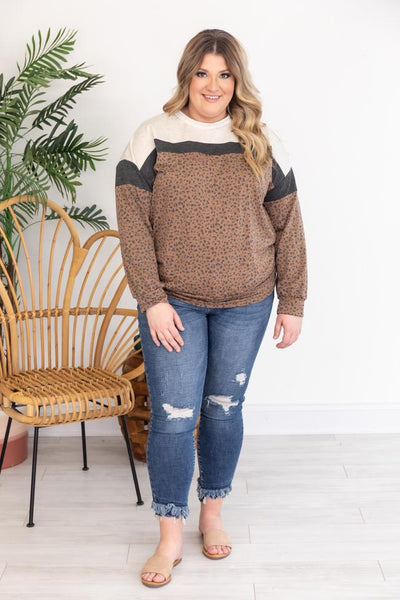 Gone In A Heartbeat Animal Print Brown Pullover FINAL SALE