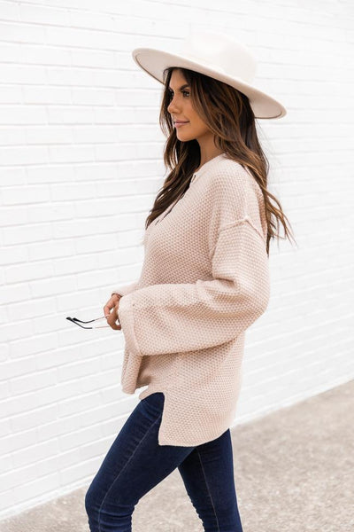 Passionate Soul Henley Taupe Sweater