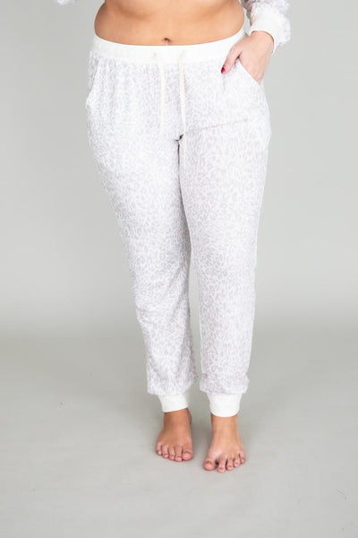 Simple Rhyme Animal Print White Pants