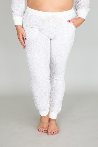 Simple Rhyme Animal Print White Pants