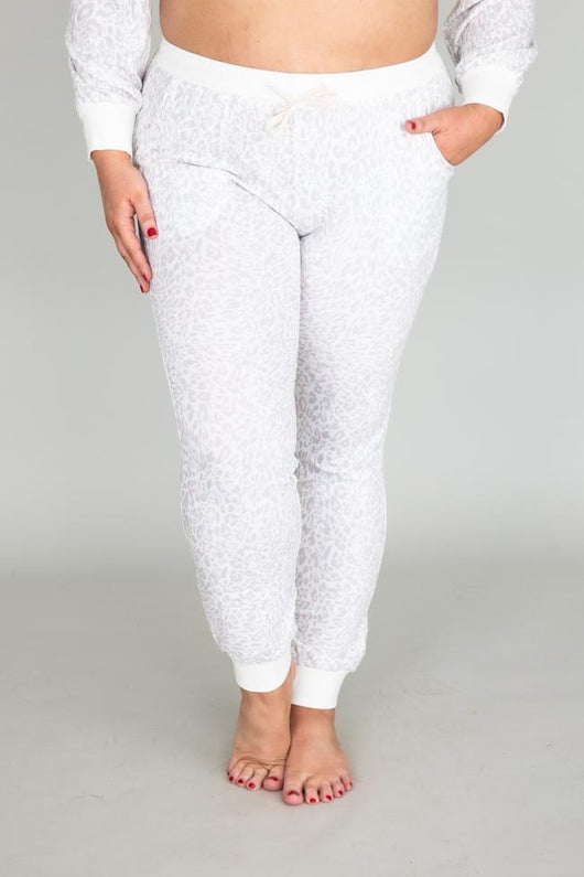 Simple Rhyme Animal Print White Pants