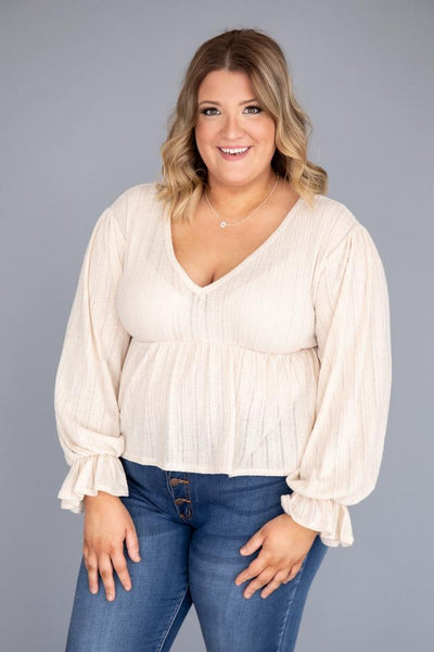 It's All Because Of You Oatmeal Blouse
