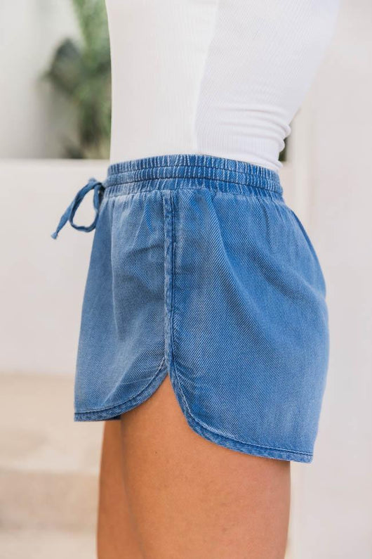 Reliving The Past Chambray Denim Shorts