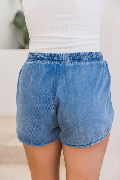 Reliving The Past Chambray Denim Shorts