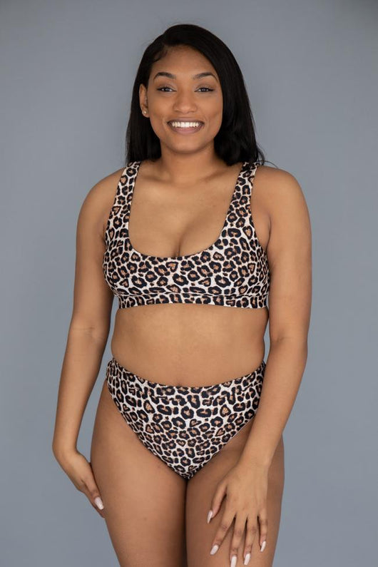 Aloha Darling Leopard Print High Waisted Bikini Bottoms