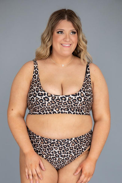 Aloha Darling Leopard Print High Waisted Bikini Bottoms