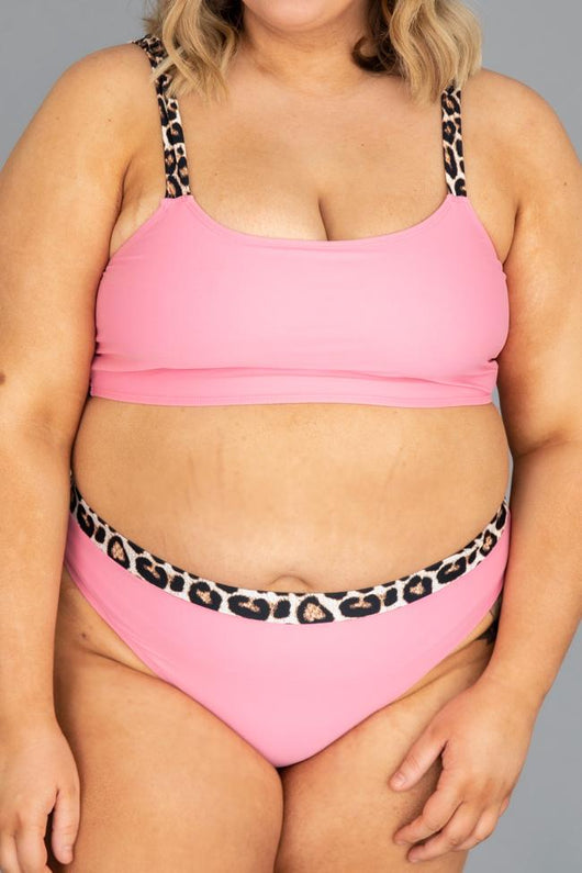 Goddess Glow Leopard Print Pink Bikini Top