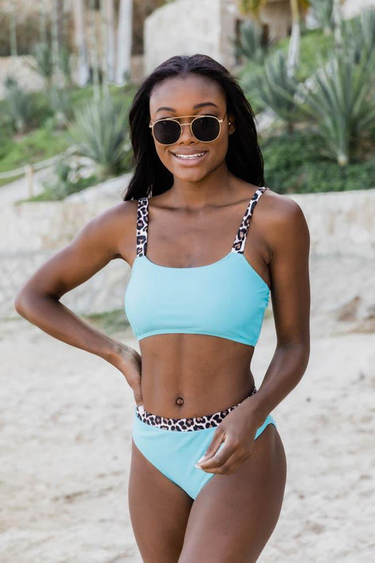 Goddess Glow Leopard Print Blue Bikini Bottoms