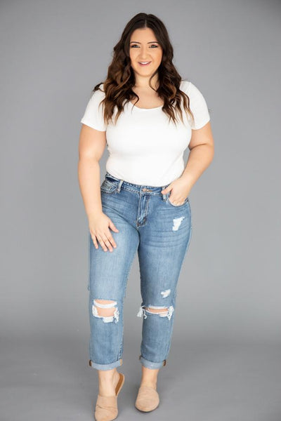Libby Distressed Boyfriend Medium Wash Jeans