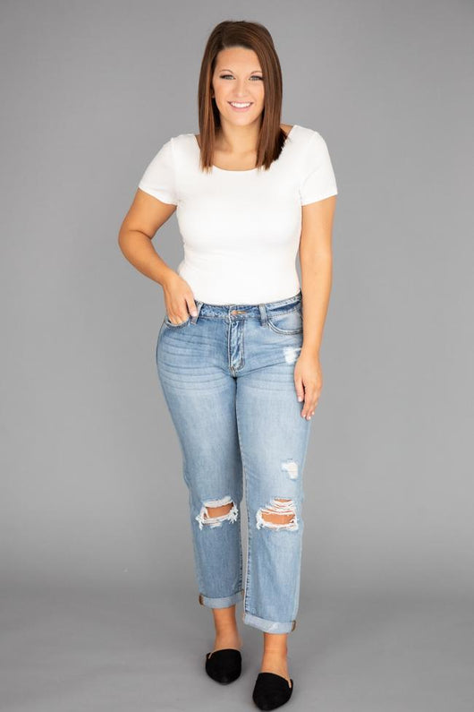 Libby Distressed Boyfriend Medium Wash Jeans