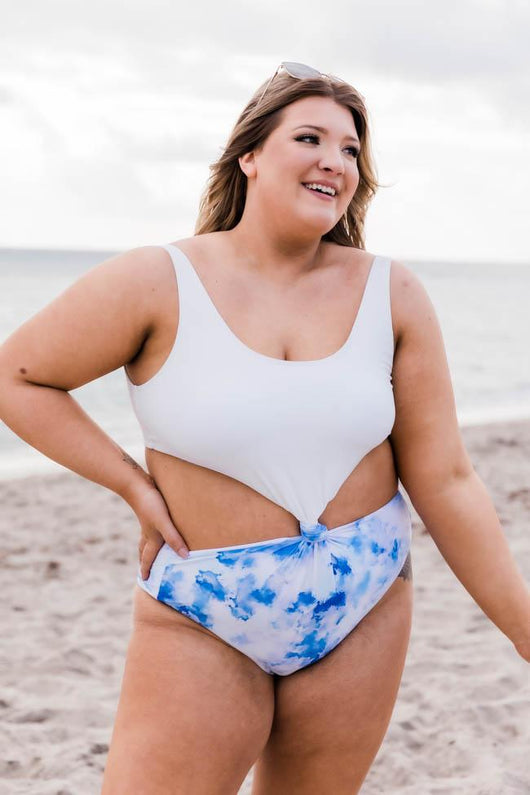 Sunrise And Shine Blue Tie Dye One Piece Colorblock Swimsuit FINAL SALE