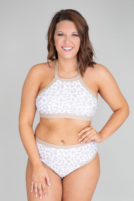 Catch The Ocean Taupe Leopard Print Bikini Bottom