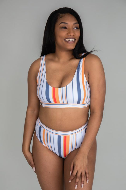 Brightest Days Grey Striped Bikini Bottoms