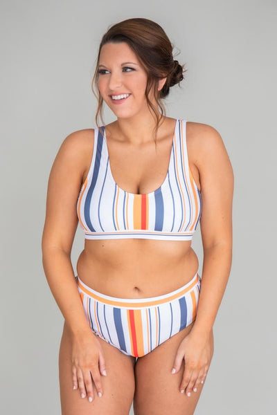 Brightest Days Grey Striped Bikini Bottoms
