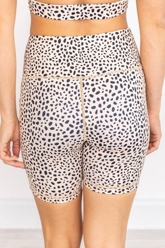 Running After You Spotted Taupe Biker shorts FINAL SALE