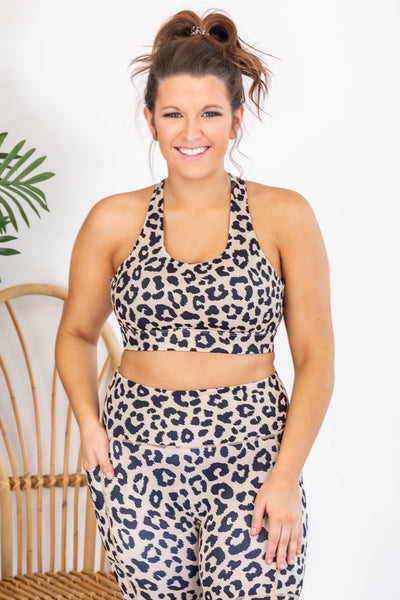 Running After You Animal Print Tan Sports Bra FINAL SALE