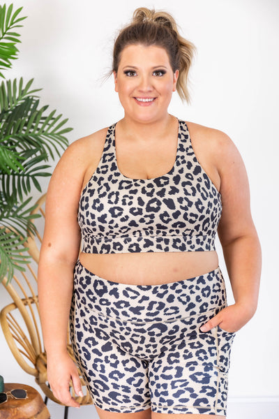 Running After You Animal Print Tan Sports Bra FINAL SALE