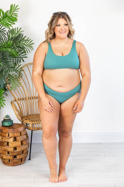 Adrift At Sea Teal Ribbed Bikini Bottoms