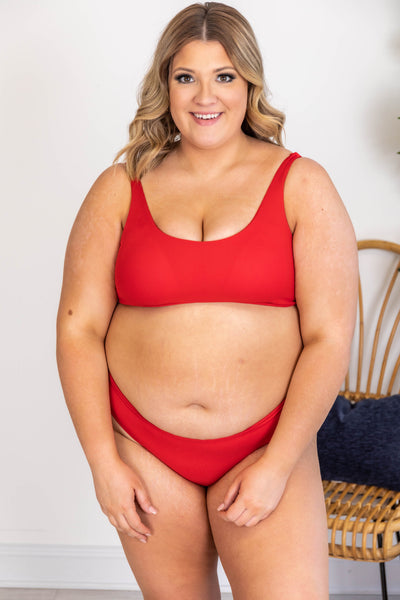 Adrift At Sea Red Ribbed Bikini Bottoms