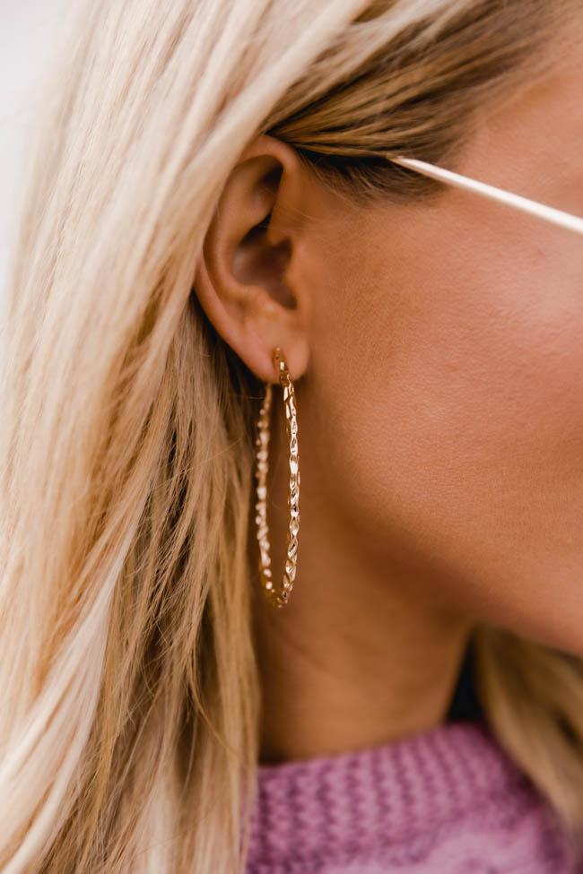 Intricate Love Gold Oval Earrings