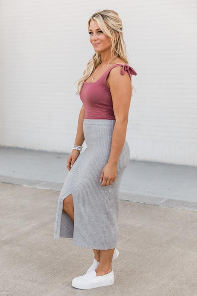 Ordinary Fun Square Neck Mauve Bodysuit