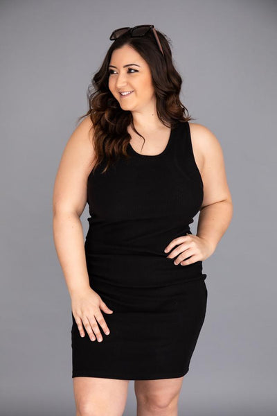 Magical at Midnight Midi Black Ribbed Tank Dress