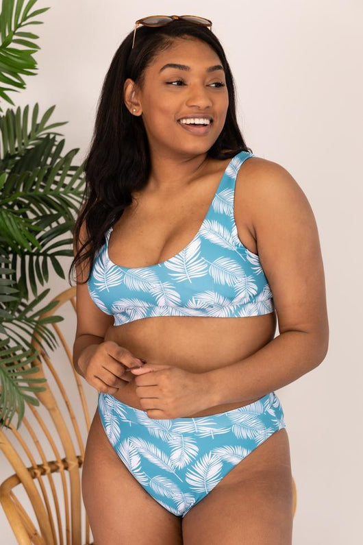Seaside Escape Blue Leaf Bikini Top