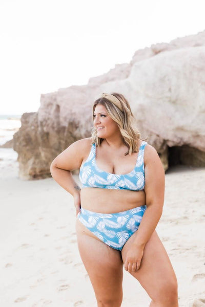 Seaside Escape Blue Leaf Bikini Top