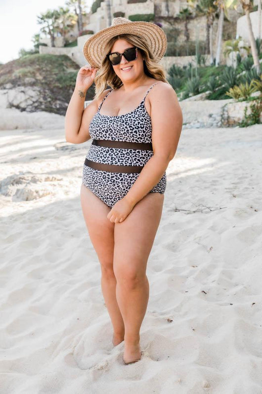 Ocean Oasis Leopard Print Mesh White Swimsuit FINAL SALE