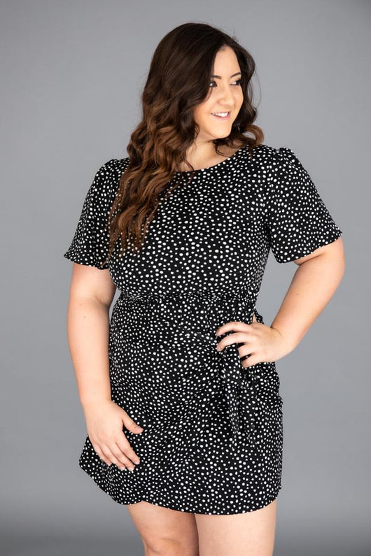 Stylish And Chic Spotted Dress Black