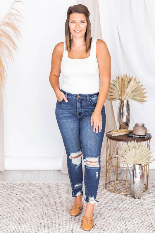 Brooklyn Distressed Dark Wash Jeans