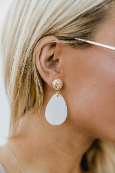 Disguise Your Heart White Oval Earrings
