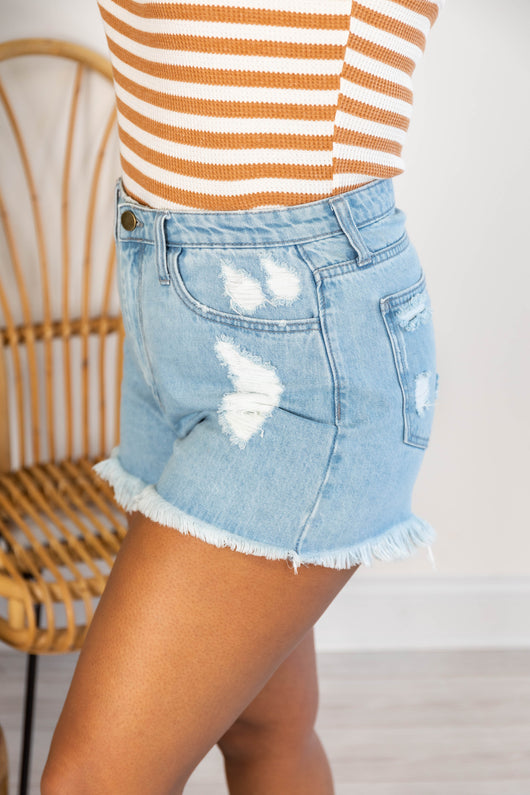 Forever And Always High Waisted Denim Shorts