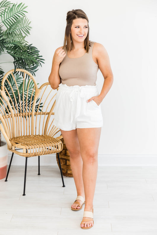 Coast To Coast Paperbag Ivory Shorts