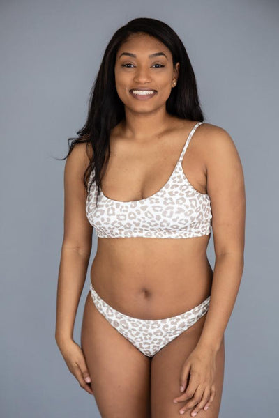 Tropic Sunbeams Leopard Print Taupe Bikini Bottoms FINAL SALE