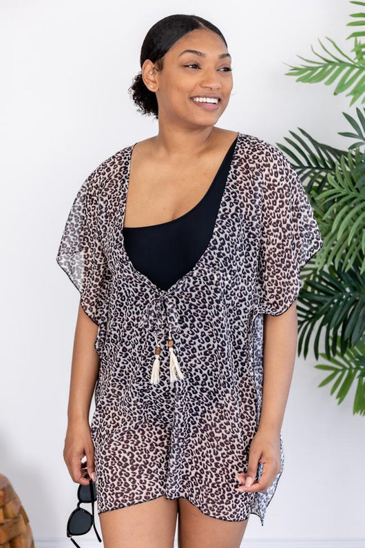 Your Turn To Shine Animal Print Grey Coverup