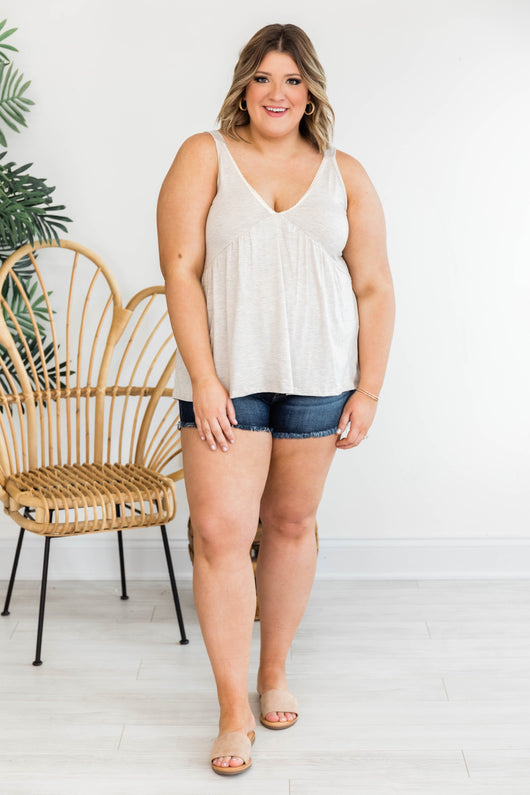 A Bridge To Love V-Neck Taupe Tank