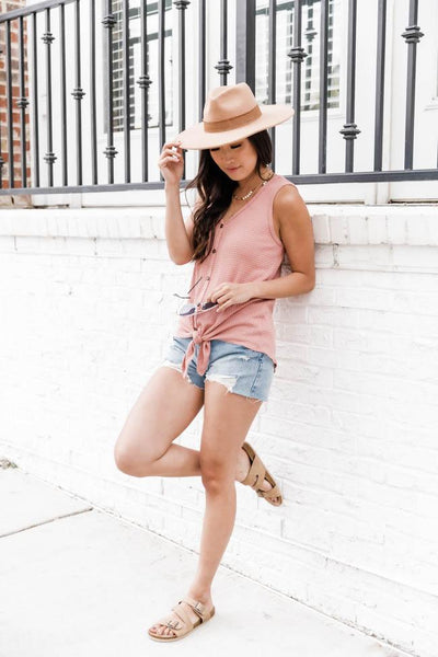 Iconic Statement Pink Waffle Knit Tank