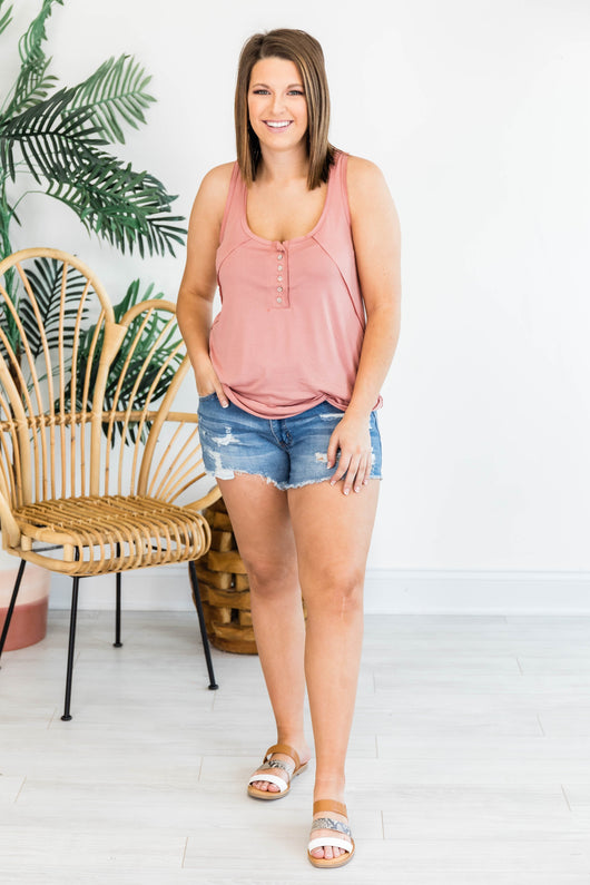 Never A Shadow Of Doubt Henley Pink Tank