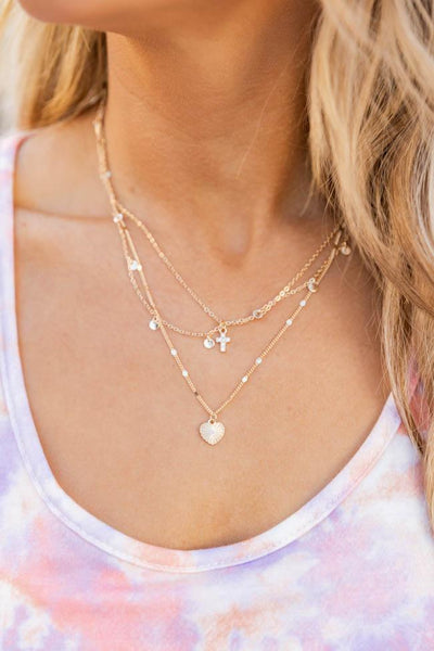 Faithful Soul Gold Layered Cross Necklace