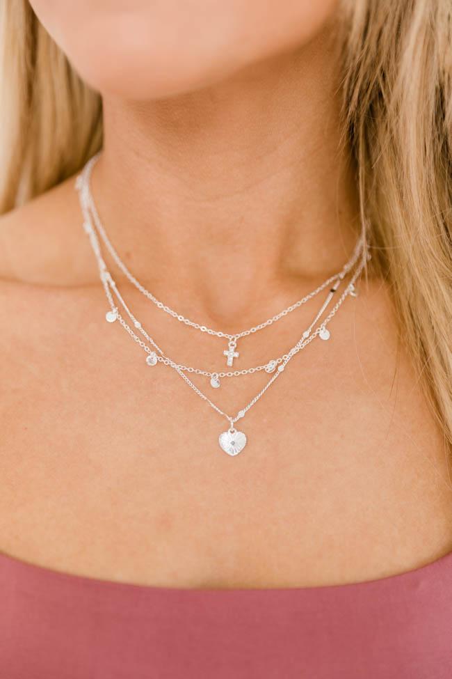 Faithful Soul Silver Layered Cross Necklace
