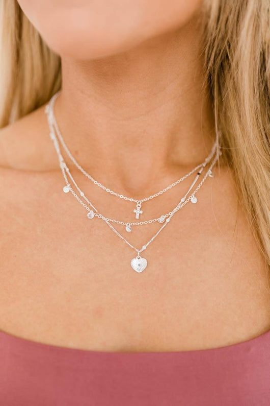 Faithful Soul Silver Layered Cross Necklace